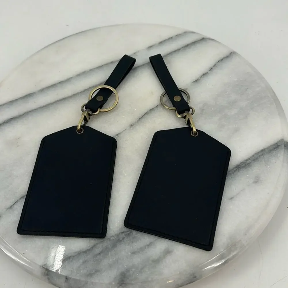 NWOT Handcrafted black leather luggage tags key phob